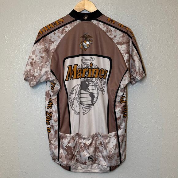 US Marines Cycling Jersey Canari Eagle Anchor Globe Full Zip Camo Men's Large - Picture 9 of 9